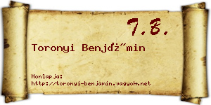 Toronyi Benjámin névjegykártya