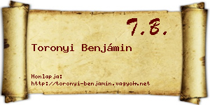 Toronyi Benjámin névjegykártya