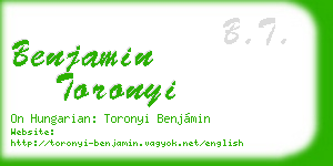 benjamin toronyi business card